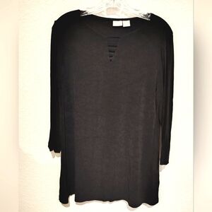 Chico's Travlers Black Long Sleeve Top